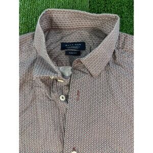 Zara Man Slim Fit Button Down Shirt Geometric Print Casual Modern Mens‎ Medium